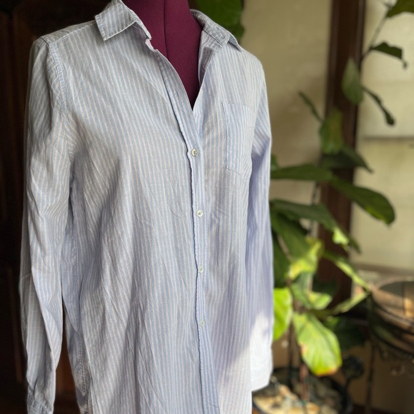 H&M Blue and Pink Pinstripe Button Down Long Sleeve Dress Shirt - Picture 7 of 9
